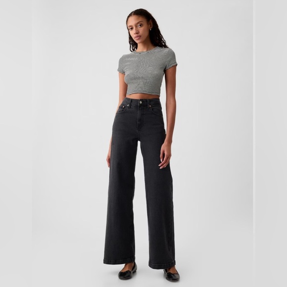 GAP Black Flare Wide Leg Jeans - Picture 2 of 10